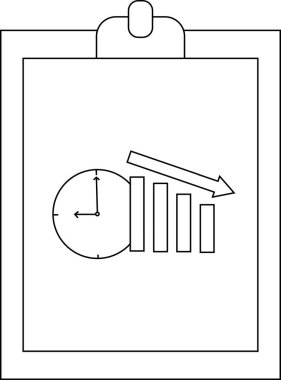 Bir pano, zaman yönetiminin azaldığını gösteren bir okla indirme çubuklarını gösteren bir saat gösterir