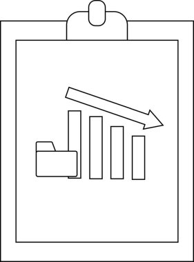 Çubuklu bir pano, aşağıya bakan bir ok ve bir klasör.