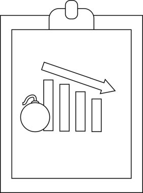 Aşağı doğru bir çubuk grafik oku ve bir pano üzerinde bomba