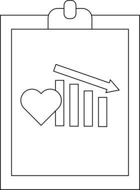 Üzerinde kalp çubuğu ve aşağı ok sembolü olan pano