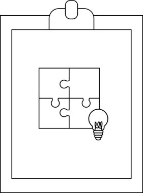Bir pano bir ampulün yanında dört parçalı yapboz gösterir