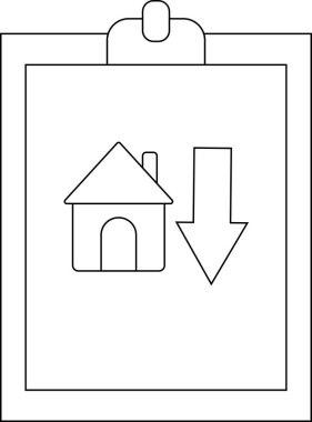 Pano, yanında aşağı bakan bir ok olan bir ev simgesini gösterir