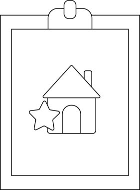 Ev simgesi ve yıldız minimalist çizgisi olan pano