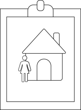 Bir ev insanının basit çizgi çizimi Siyah beyaz pano