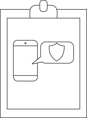 Bir pano, içinde kalkan sembolü bulunan bir konuşma baloncuğu ile bir cep telefonunu görüntüler.