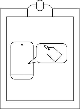 Bir pano fiyat etiketli bir telefon ve konuşma baloncuğunu gösterir