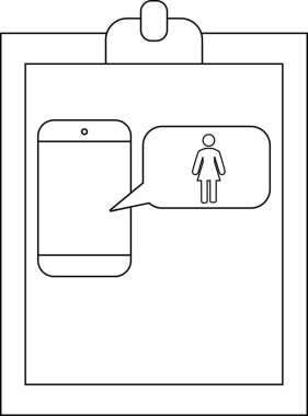 Konuşma balonunda bir kadının ikonunu gösteren bir telefon panosu