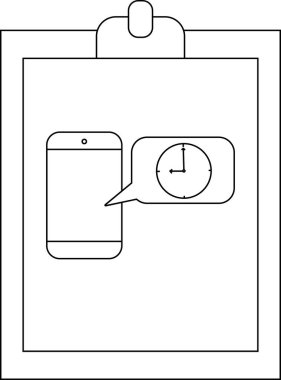 Konuşma balonunda saat simgesini gösteren bir telefon panosu