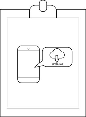 Bir indirme bulut simgesini gösteren akıllı telefonlu bir pano
