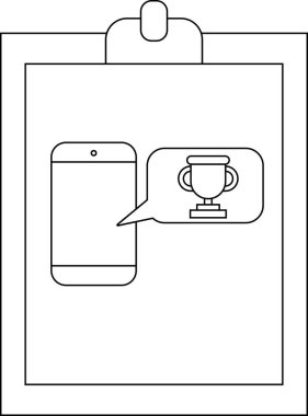 Bir telefon çizgisi, panoda konuşma balonunda bir kupa gösteriyor.