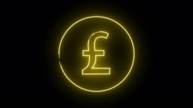 Siyah bir arkaplanda daire şeklinde parlayan sarı bir pound sembolü.