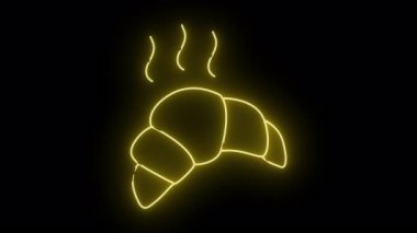 Siyah bir arkaplana karşı kaynayan kruvasanın neon sarısı çizgisi.