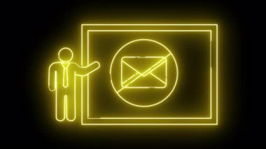 Neon işareti ekranda üzerinde çizgi olan bir zarfı işaret ediyor.