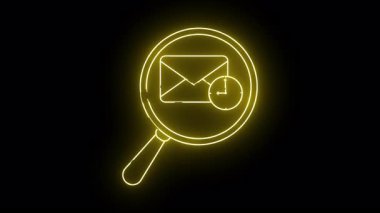 Sarı bir neon büyüteç, üzerinde saat sembolü olan bir zarfa odaklanıyor.