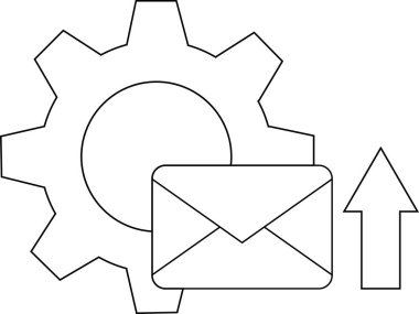 Zarfın arkasındaki vites yukarı doğru giden okun yanında. Hepsi siyah çizilmiş.