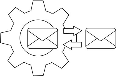 Bir dişli ikinci harfle kesişen okları gösteren bir harf içerir