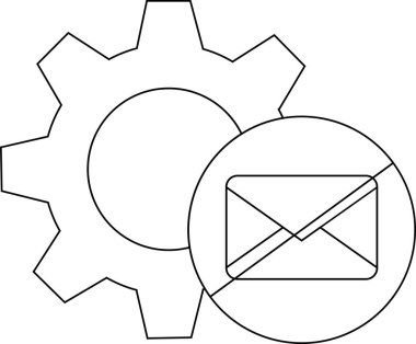 Üstü çizili bir zarf içeren bir çember beyaz arkaplanda basit siyah çizgiler içerir