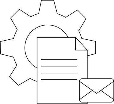 Bir çark belgesi ve zarfın çizgi çizimi birlikte oluşturulur