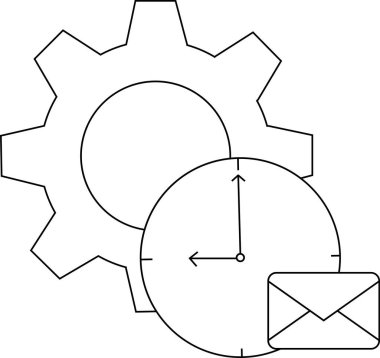 Çarklı saat 900 ve zarf simgesi