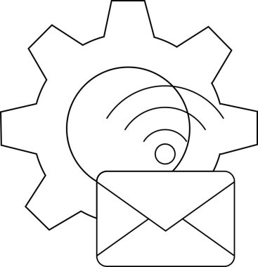 Zarf simgesinin üstündeki kablosuz ağ sembolünün arkasındaki çark