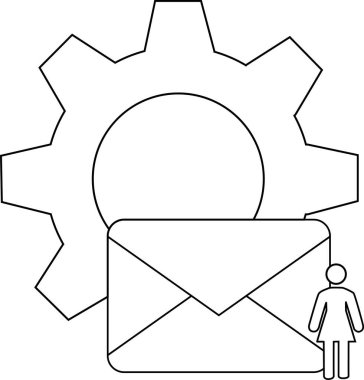 Vites zarfı ve düz minimalist bir tasarıma sahip çöp adam çizimi