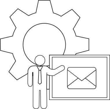 Kravat ve çerçeveli bir zarf ile vites kutusu figürü