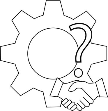 Belirsiz iş ortaklığını simgeleyen soru işareti olan bir çark.