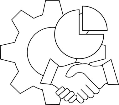 Gear pasta grafiği el sıkışma işbirliği tasvir ediyor