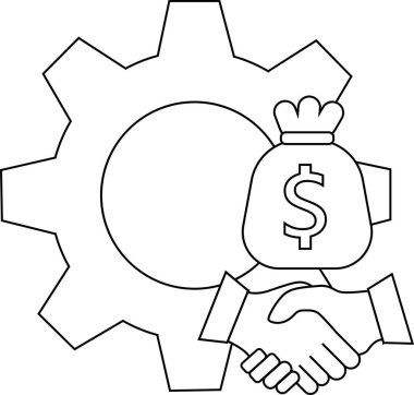 Dolar işaretli el sıkışma anlaşmalı ana teçhizat para çantası