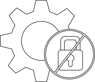 Bir dişli resim asma kilit ile çizilmiş Sistem güvenlik kısıtlaması anlamına gelir