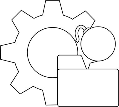 Bir çark dizini ve konuşma balonu çizgi çiziminde gösterilir