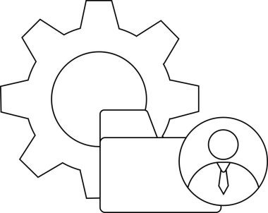 Bir dişli klasörü ve kravat ile kişi simgesi çizimi