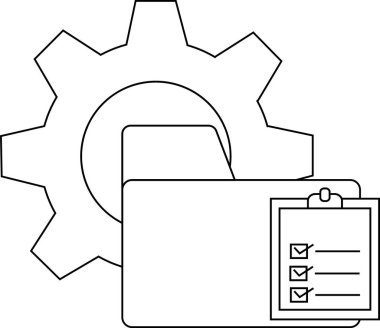 Bir dişli dizini ve kontrol listesi simgesi organizasyon ve yönetim için bir simge