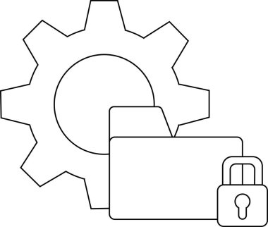 Bir dişli dizininin ana hatları ve kilit bir güvenlik ayarları simgesi oluşturur