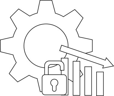 Açık kilit grafiğinin üzerindeki dişli ok ile azaldığını gösterir