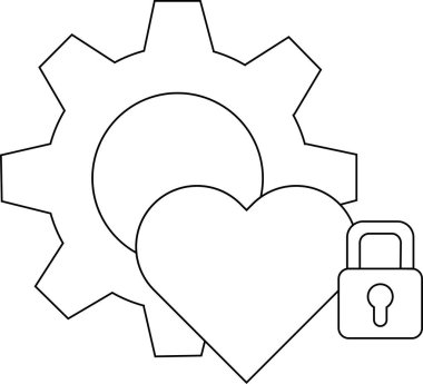 Bir kalp ve bir asma kilit ile kaplanmış bir vites.