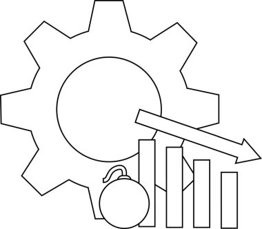 Dişli aşağı ok düşen çubuklar ve bomba potansiyel iş düşüşünü gösteriyor