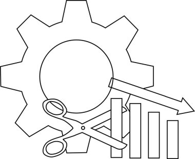 Vites düşen grafik makasları ve aşağı bakan oklar bir kavram gösterir