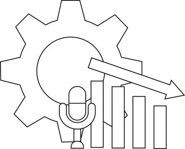 Bir dişli simgesi bir grafik mikrofonunu ve aşağı bakan bir oku üst üste bindirir
