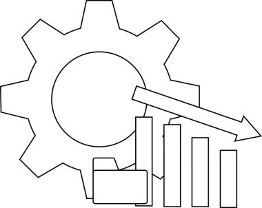 Aşağı doğru ok ile bir dişli dizin çubuğu grafiği