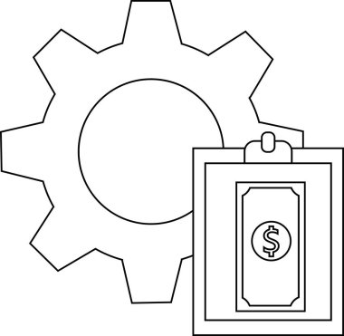 Boş bir arkaplan üzerinde dolar sembolü olan bir panonun yanında vites.