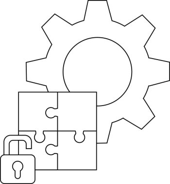 Dişli, kilitli dört parçalı bir yapbozun yanındadır.