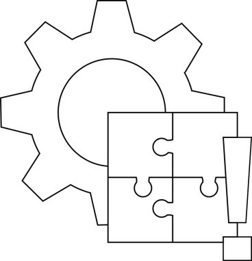 Bir özet kısmen bir yapbozun üzerinde ünlem işaretinin yanında bir dişli gösterir