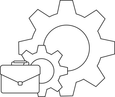 Bir çanta birbirine kenetlenmiş iki dişlinin yanında.