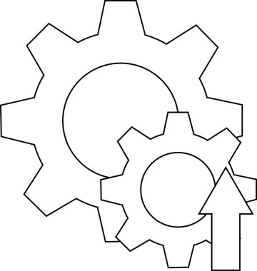 İki vites üst üste yerleştirilmiş bir oku birbirine kenetliyor.