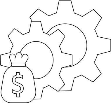 Üzerinde dolar işareti olan bir para çantasının yanında iki vites kesişiyor.