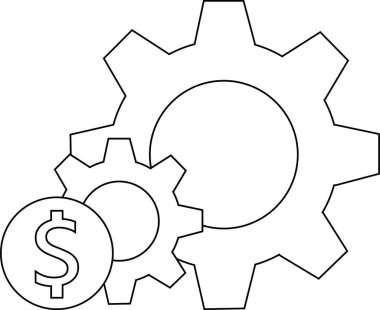 Çemberin içinde dolar işareti olan iki vites bir çizgi çizerek tasvir edilir.