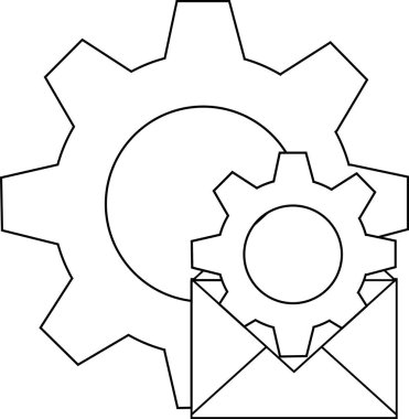 İki vites üst üste biniyor açık bir zarf çizgileri belirgin bir grafik tasarım elementi oluşturuyor
