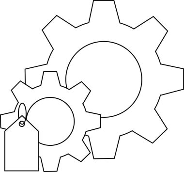 Küçük dişlilere etiketli birbirine kenetlenmiş iki vites.