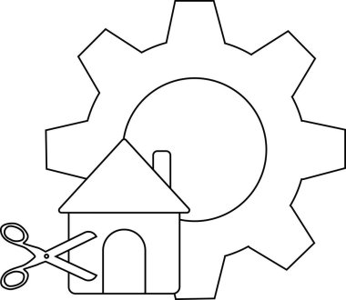 Makas keserken bir dişli kısmen bir evi sarar.